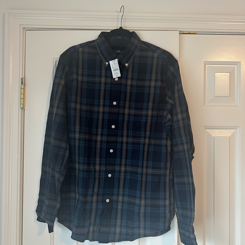 J. Crew Blue plaid Button Down Shirt-NWT